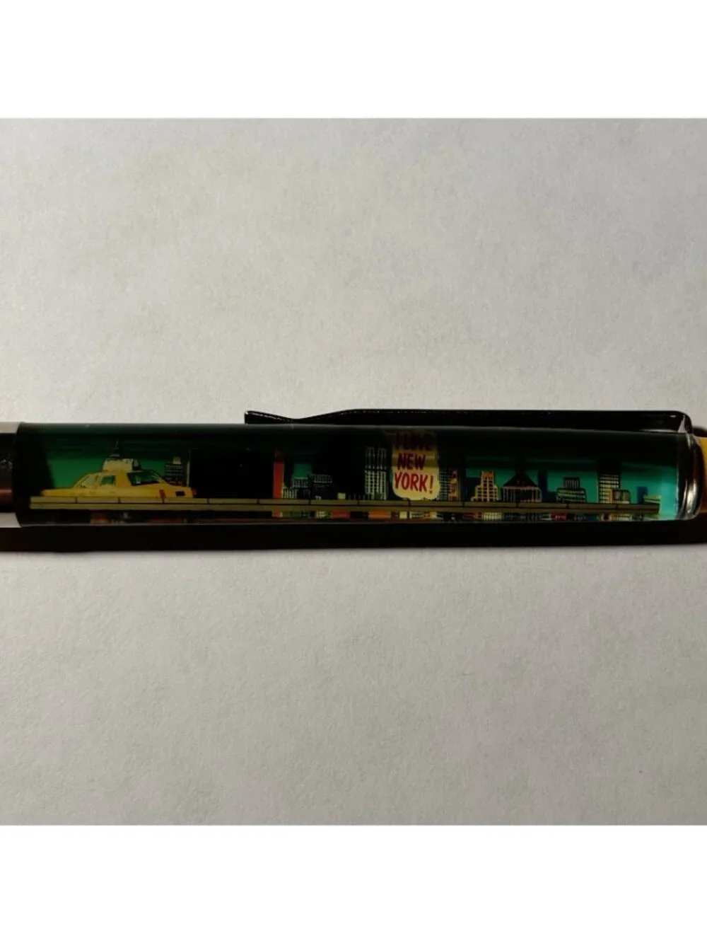 New York City The Big Apple Floaty Pen Yellow Taxi Cab Moves Souvenir Promo Vtg
